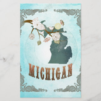 Carte du Michigan avec de beaux oiseaux