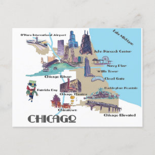 Carte du Michigan de Chicago avec attractions