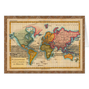 Carte du monde 1700s Antique Continents