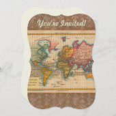 Carte du monde 1700s Antique Continents (Devant / Derrière)