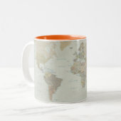 Carte du monde à deux tons de café Mug (Devant gauche)