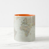 Carte du monde à deux tons de café Mug (Centre)