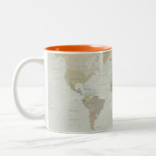 Carte du monde à deux tons de café Mug