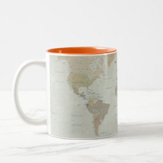 Carte du monde à deux tons de café Mug (Gauche)