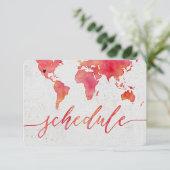 Carte du monde à l'aquarelle Programme de mariage  (Debout devant)