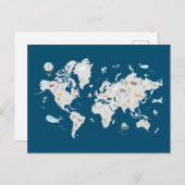 Carte du monde animal mignon (Devant / Derrière)