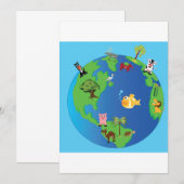 Carte du monde animal Mignonne illustration de la (Devant / Derrière)