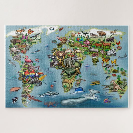 Carte du monde Animaux Jigsaw Puzzle (Horizontal)