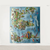 Carte du monde Animaux Tapisserie (Devant)