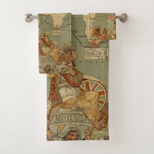 Carte du monde Antique 1886 Illustré