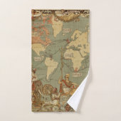 Carte du monde Antique 1886 Illustré (Serviette à main)