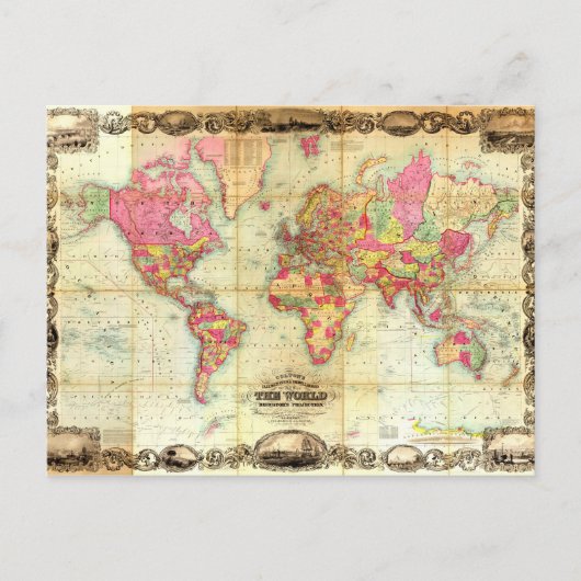 Carte du monde antique Cartographie Vintage (Devant)