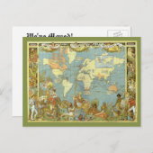 Carte du Monde Antique, Changement d'Adresse Rétro (Devant / Derrière)