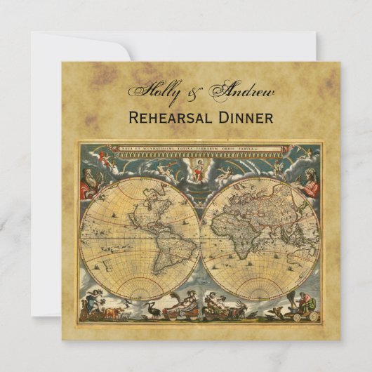 Carte du monde antique, Distressed BG SQ Rehearer (Devant)