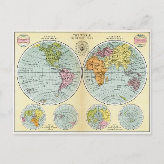 Carte du monde antique en Hemisphères (Devant)