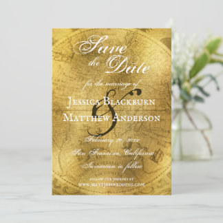 Carte du monde antique Faux Gold Foil personnalisa