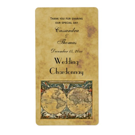 Carte du monde antique Trouvé BG Vins Étiquettes (Devant)