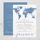 Carte du monde aquarelle bleue mariage de destinat (Devant / Derrière)