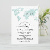 Carte du monde aquarelle Destination de mariage Cœ (Debout devant)