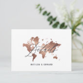 Carte du monde aquarelle rose gold détails de mari (Debout devant)