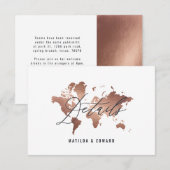 Carte du monde aquarelle rose gold détails de mari (Devant / Derrière)