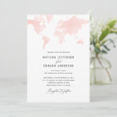 Carte du monde aquarelle rose mariage voyage (Debout devant)