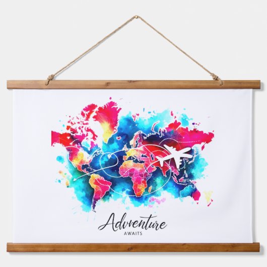 Carte du monde aquarelle Tapisserie (Devant)