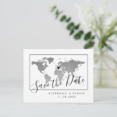 Carte du monde argentée Carte postale de date de s (Debout devant)