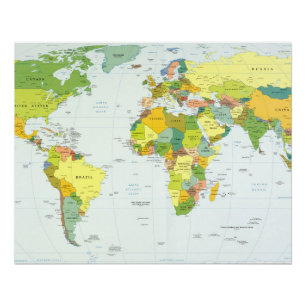 Carte du monde Atlas Poster Politique : Décoration