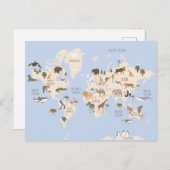 Carte du monde avec animaux (Devant / Derrière)