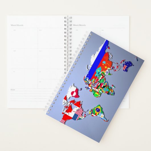 Carte du monde avec leurs drapeaux (Devant avec enveloppe)