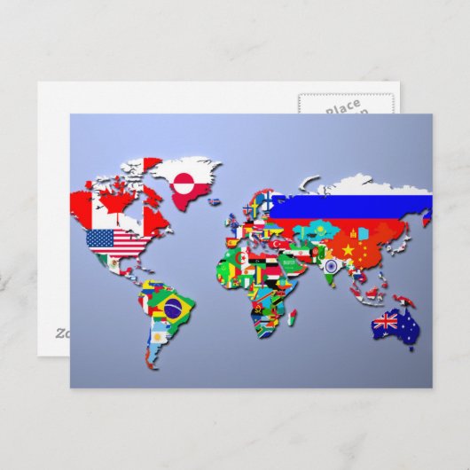 Carte du monde avec leurs drapeaux (Devant / Derrière)
