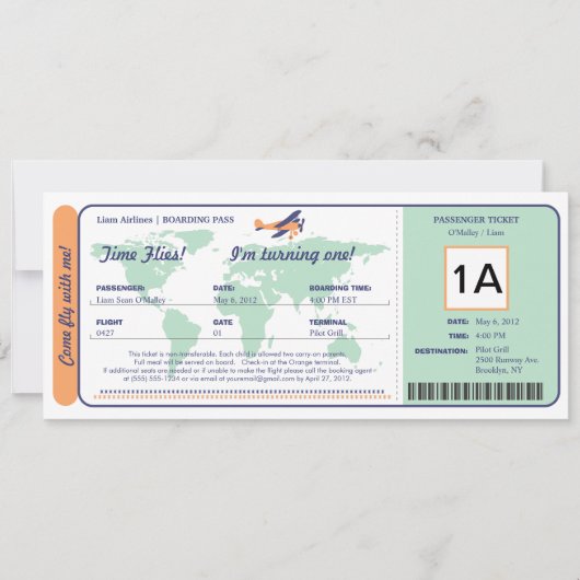 Carte du monde Billet d'entrée d'embarquement (Devant)