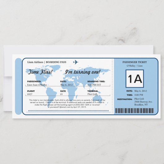 Carte du monde Billet d'entrée d'embarquement (Devant)