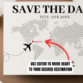 Carte du monde blanc et noir Destination Mariage