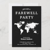 Carte du monde blanc noir Farewell Party Invitatio (Devant)