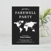 Carte du monde blanc noir Farewell Party Invitatio (Debout devant)