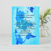 Carte du monde Bleu Abstrait Colorful Mariage lumi (Debout devant)