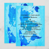 Carte du monde Bleu Abstrait Colorful Mariage lumi (Devant / Derrière)