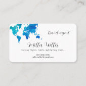 Carte du monde bleu Agent de voyage Carte de visit (Devant)