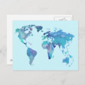 Carte du monde bleu aquarelle (Devant / Derrière)