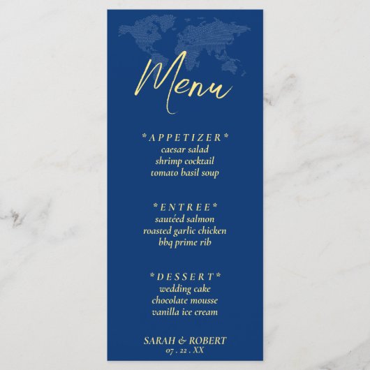 Carte du monde bleu Destination Mariage Réception (Devant)