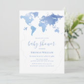 Carte du monde bleu Travel Adventure Boy Baby show (Debout devant)
