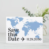 Carte du monde bleue et avion Cœur gras Destinatio (Debout devant)