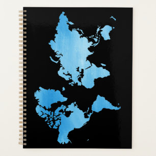 Carte du monde bleue minimale Art aquarelle