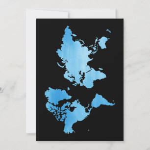 Carte du monde bleue minimale Art aquarelle