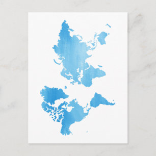 Carte du monde bleue minimale Art aquarelle