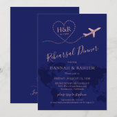 Carte du monde Blue Rose Gold Rehearer Dîner (Devant / Derrière)