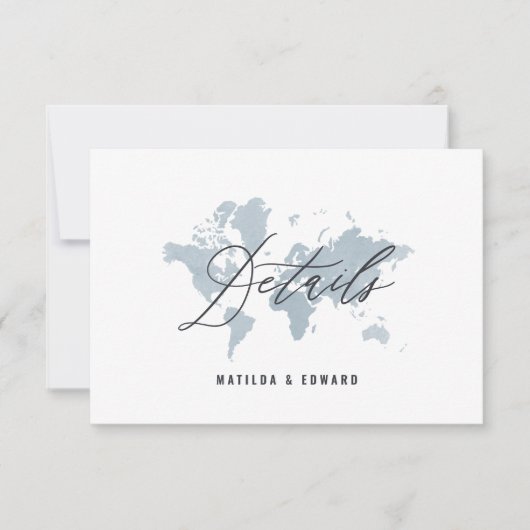 carte du monde blyewatercolor détails du mariage (Devant)
