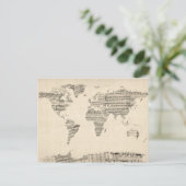 Carte du Monde Carte de Vieux Partitions Musique (Debout devant)